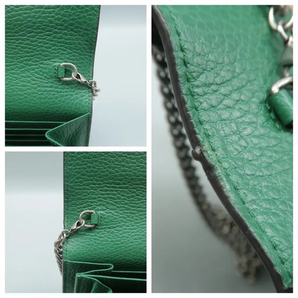 100% Authentic GUCCI Dionysus Green Leather Shoulder Bag - Picture 7 of 12